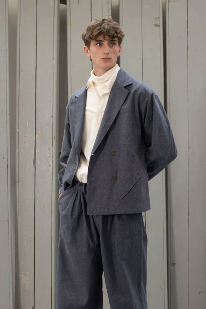 Brancusi Jacket â Recycled Chambray Hemp Blue Melange 600x900