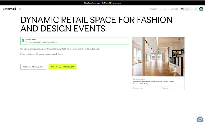 listing created