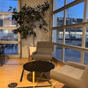 Cafe with Denver downtown view