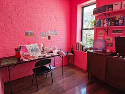 Bright pink and playful art studio with (or without!) work table/chair - Image 0