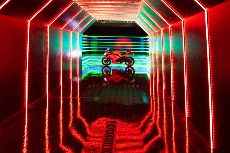 Large blackout studio with high ceilings, a Sport Bike, controllable sound synchronized RGB Lights, and RGB Tunnel for car photo and video shoots - Image 3