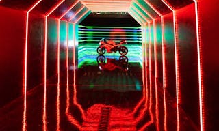 Large blackout studio with high ceilings, a Sport Bike, controllable sound synchronized RGB Lights, and RGB Tunnel for car photo and video shoots - Image 3
