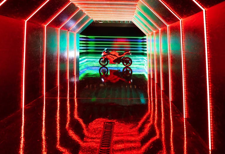 Large blackout studio with high ceilings, a Sport Bike, controllable sound synchronized RGB Lights, and RGB Tunnel for car photo and video shoots - Image 3