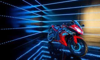 Large blackout studio with high ceilings, a Sport Bike, controllable sound synchronized RGB Lights, and RGB Tunnel for car photo and video shoots - Image 6