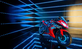 Large blackout studio with high ceilings, a Sport Bike, controllable sound synchronized RGB Lights, and RGB Tunnel for car photo and video shoots - Image 6