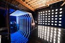 Large blackout studio with high ceilings, a Sport Bike, controllable sound synchronized RGB Lights, and RGB Tunnel for car photo and video shoots
