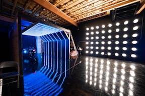Large blackout studio with high ceilings, a Sport Bike, controllable sound synchronized RGB Lights, and RGB Tunnel for car photo and video shoots - Image 0